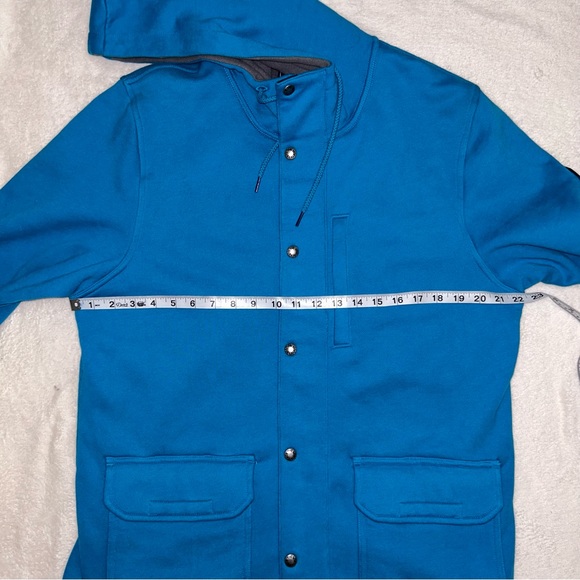 The North Face Blue Teal Snap Zipper Hooded Fleece Lined Jacket Size M - Picture 8 of 9